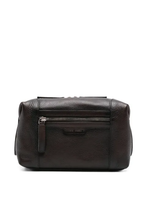 Officine Creative zipped leather wash bag Brown OCBJULE08ETRU22040