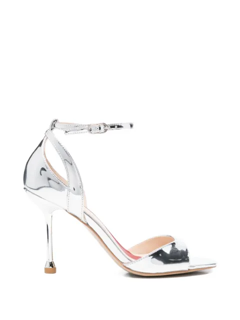 LIU JO mirrored laminated heeled sandals Silver SXX017EX02900532