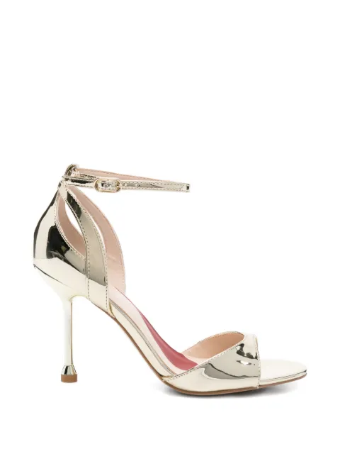 LIU JO mirrored laminated heeled sandals Gold SXX017EX02904178