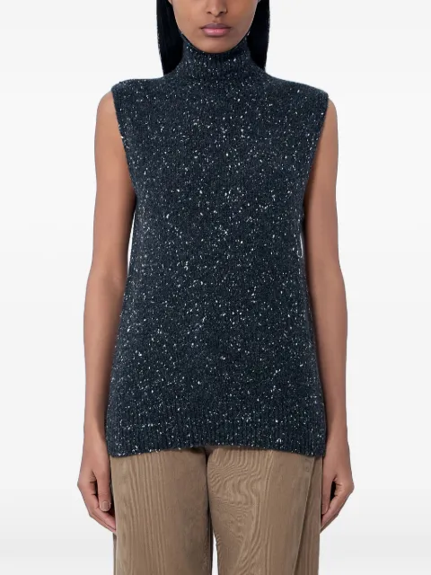 The Row speckled turtleneck sleeveless top Grey 10619Y632