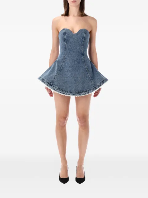 Magda Butrym bustier lace-trim dress Blue 145426DARKBLUE