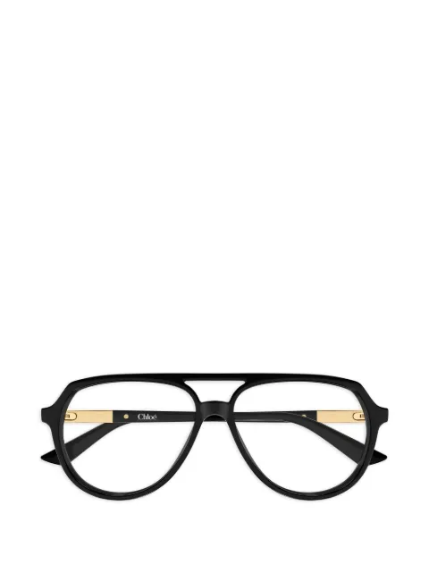 Chloé Eyewear logo-detail pilot-frame glasses Black CH0366O
