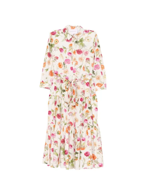 Carolina Herrera poppy-print tiered midi dress Neutrals R2611N573PSR
