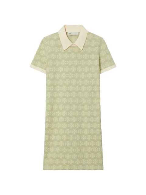 Tory Burch monogram-pattern polo dress Green 181057