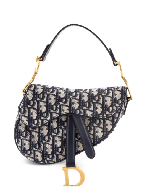 Christian Dior Pre-Owned Saddle Handbag Oblique Canvas Mini shoulder bag Blue RUMWCSIV1IU2BQW7