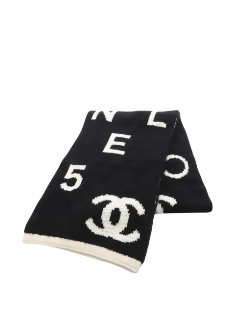 CHANEL Pre-Owned 1986-1988 logo scarf Black 1039434