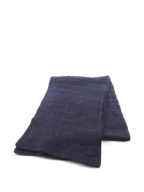CHANEL Pre-Owned 1986-1988 logo-detail scarf Blue 1039409