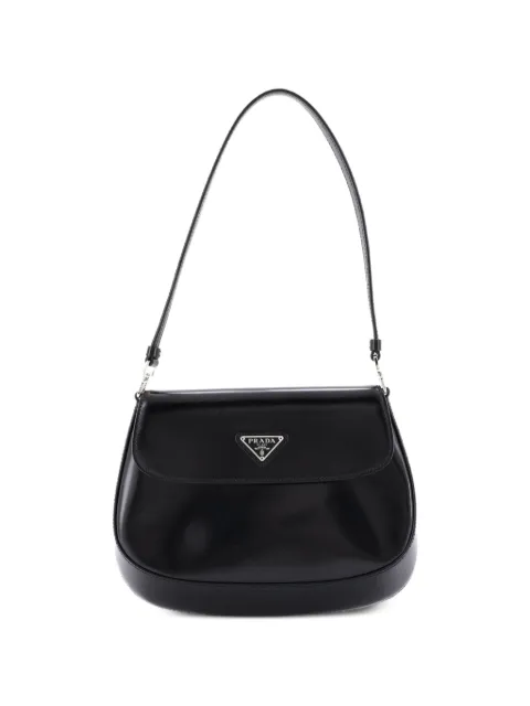 Prada Pre-Owned Cleo Flap Shoulder Bag Spazzolato Leather Small hobo bag Black VTYVFP0GQ7EXK2NA