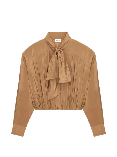 Saint Laurent tie-neck buttoned shirt Brown 856436Y3K31