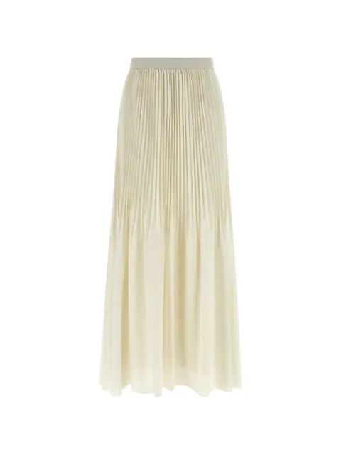 TWINSET pleated crêpe de chine long skirt White 261TE2113