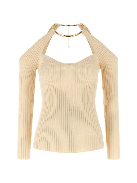 Elisabetta Franchi jewel-detail openwork-knit top Neutrals MK89S61E2