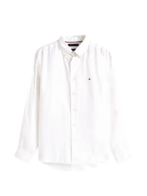 Tommy Hilfiger embroidered-logo linen shirt White MW0MW41530