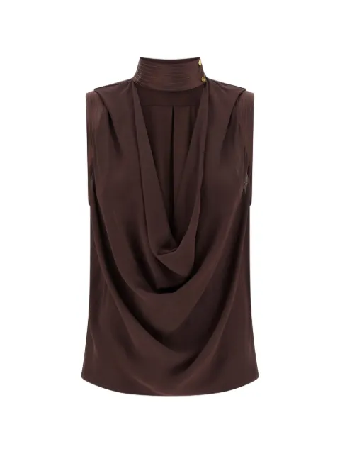Elisabetta Franchi top in viscose georgette fabric Brown CA13461E2