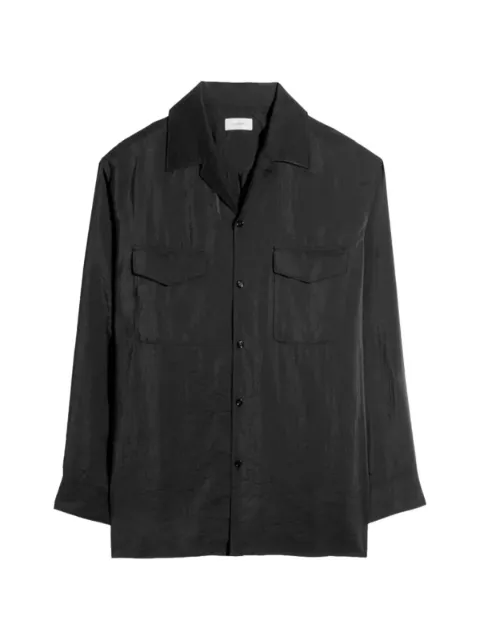 LEMAIRE convertible collar shirt in dry silk Black SH1233LF1308