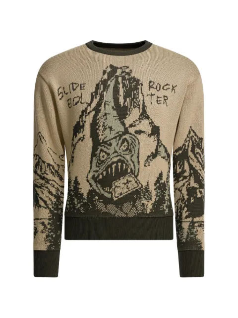 KAPITAL graphic knitted sweater Neutrals K2509KN061KHAKI