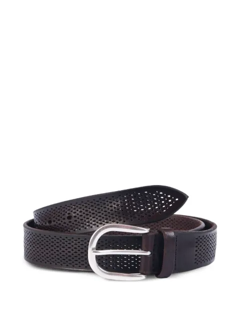 Orciani perforated buckle leather belt Brown U08402BUS