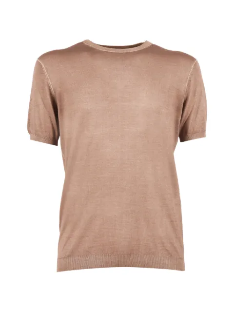 BRANDO fine-knit short-sleeve T-shirt Brown 640069016