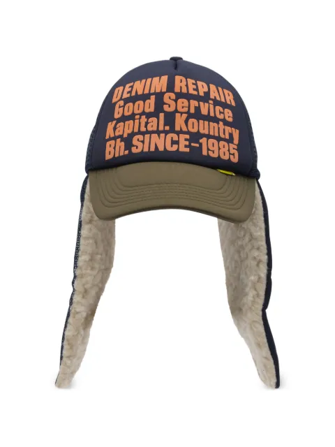 KAPITAL print ear-flap hat Blue K2510XH531NVXKHAKI