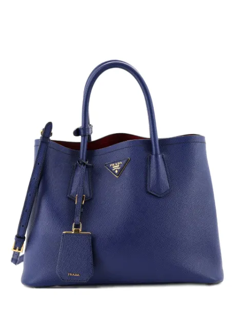 Prada Pre-Owned Cuir Double Saffiano Leather Medium tote bag Blue Q7SCY0LBKAUPIXXP
