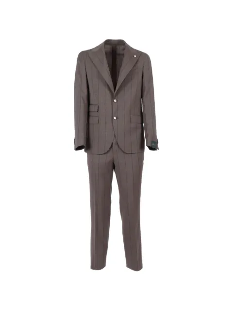 BRANDO single-breasted striped suit Brown 368763406