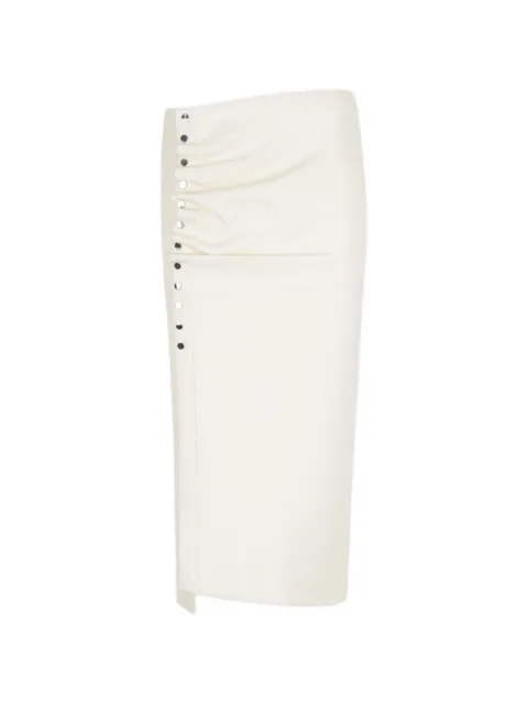 Rabanne ruffled buttoned midi skirt Neutrals 26PFJU440LB0068