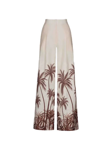 ANDRES OTALORA palm print palazzo pants Neutrals RT261005100LINEN