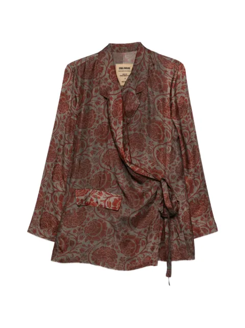 Uma Wang floral-print tie-fastening blazer Grey UP6007