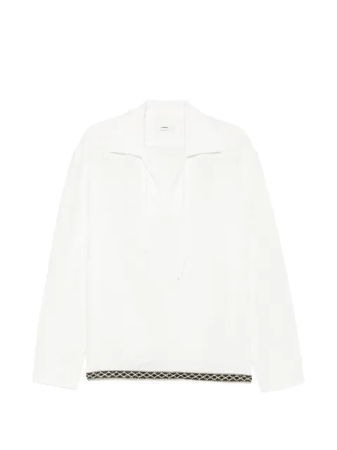 COMMAS embroidered-trim front-tie shirt White PF26H014T