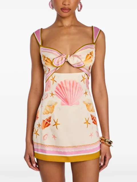 Retrofete Margarie shell-print silk mini dress Neutrals RSS261251717