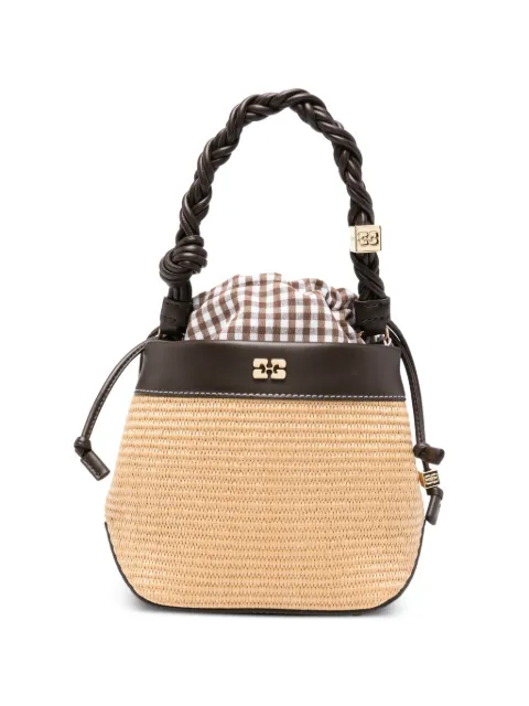 GANNI Bou braided-strap bucket bag Neutrals C2080022