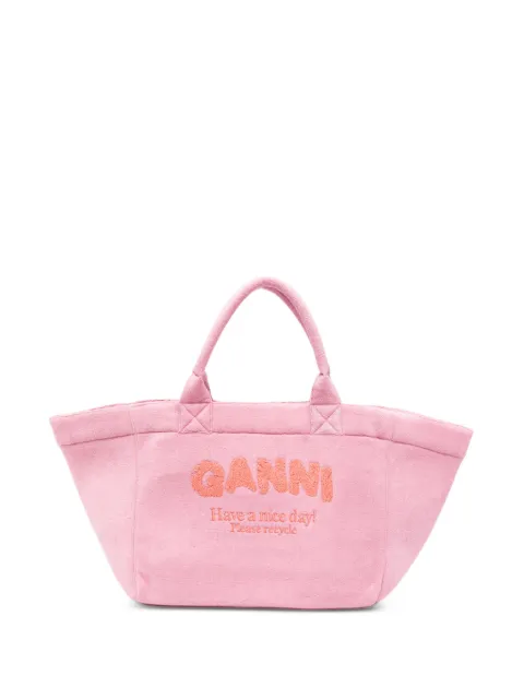 GANNI terry-cloth tote bag Pink C2080029