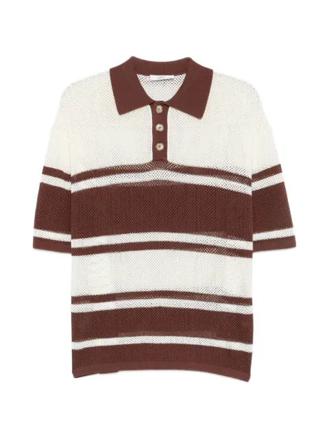 COMMAS open-weave striped polo shirt Brown PF26K201C634