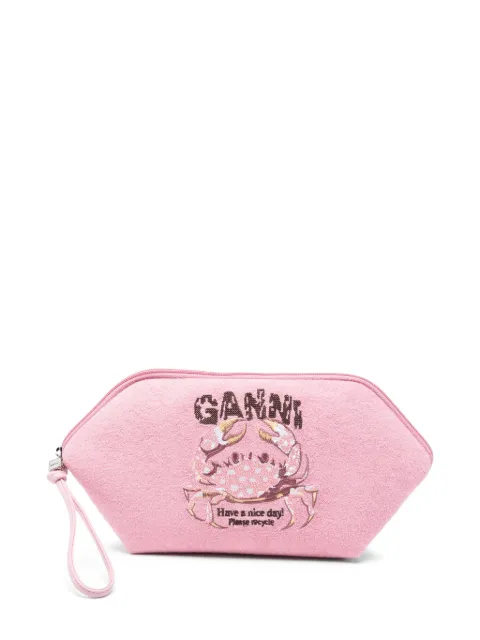 GANNI crab-embroidered bikini pouch Pink B3010300