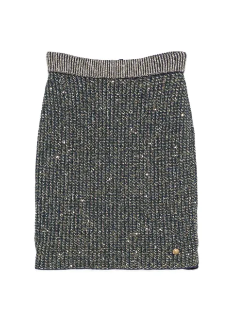Balmain sequin-embellished glitter-effect midi skirt Blue HF1LB004KK13