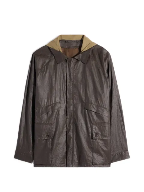 LEMAIRE rain jacket with detachable hood in coated technical linen Green OW1218LF1554