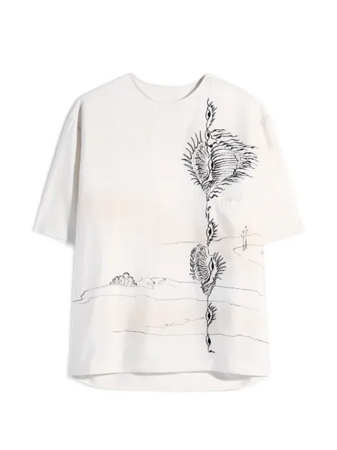 LEMAIRE button neck top in shell printed silk Neutrals OT0012LF1603
