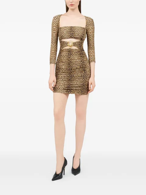 Roberto Cavalli cut-out animal-print mini dress Neutrals WQT124LNR31