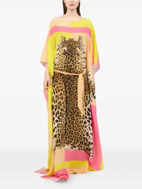 Roberto Cavalli animal-print belted maxi dress Yellow WQT180SQR33