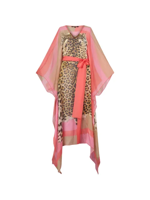 Roberto Cavalli leopard print belted beachwear Neutrals WQW011HNR33