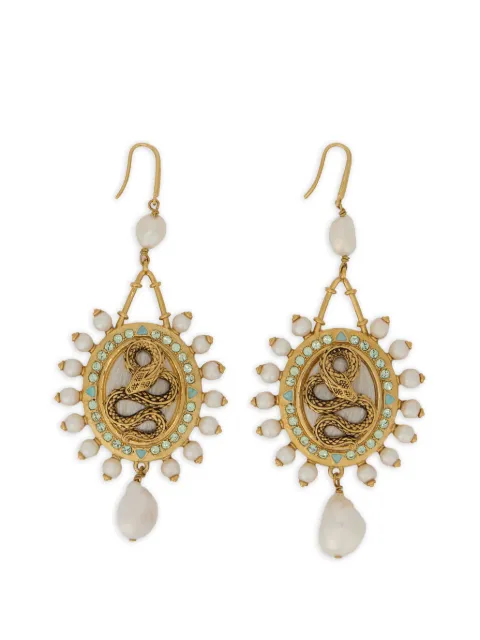 Roberto Cavalli snake-motif pearl-embellished earrings Gold WQG002AM127