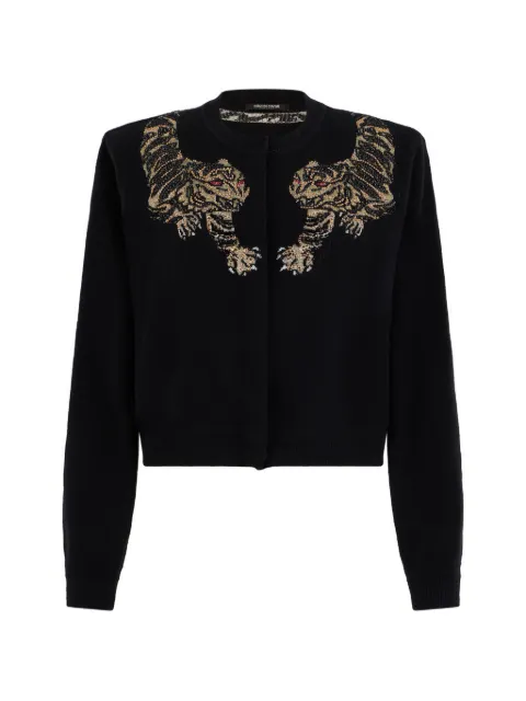 Roberto Cavalli tiger-detail cardigan Black WKM902MQ014
