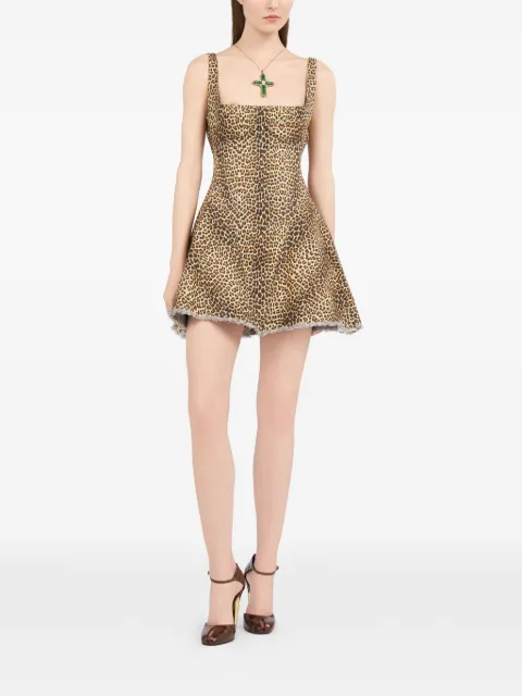Roberto Cavalli leopard-print frayed dress Neutrals WQJ106DAR31