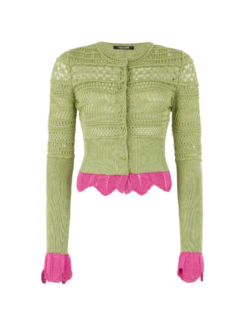 Roberto Cavalli contrast-detail cardigan Green WQM905MA018
