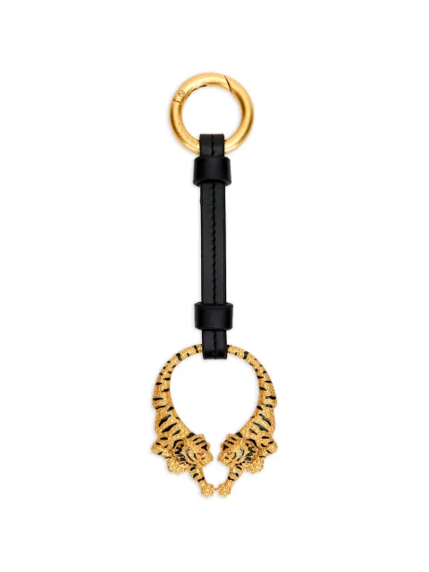 Roberto Cavalli tiger-head leather keyring Gold WKA010PZP03