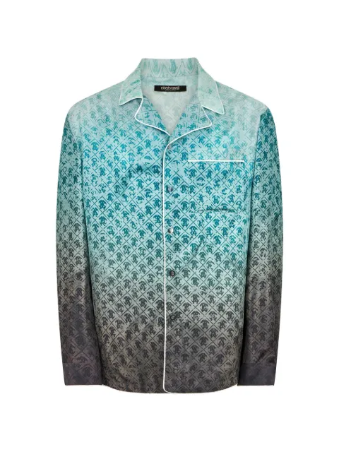 Roberto Cavalli monogram-pattern silk shirt Blue WNT7254QR67