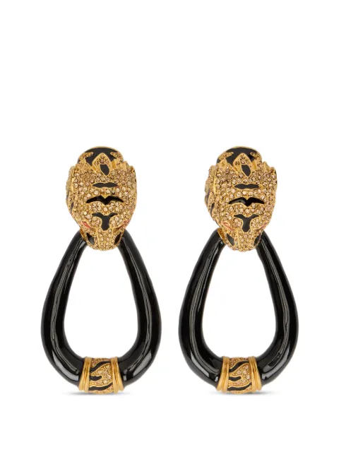 Roberto Cavalli crystal-embellished tiger-head earrings Gold WKG004AM011
