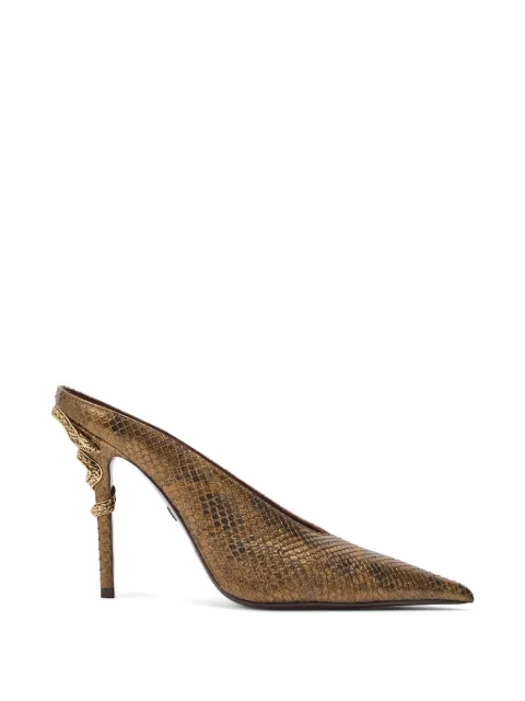 Roberto Cavalli python snake-motif mules Gold WWS007UC065