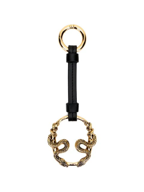 Roberto Cavalli snake-motif leather keyring Gold WKA009PZP03