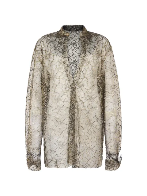 Roberto Cavalli embroidered lace shirt Black WWT700RP070