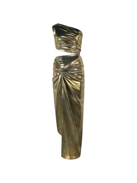 Roberto Cavalli one-shoulder cut-out midi dress Gold WWT106JE032